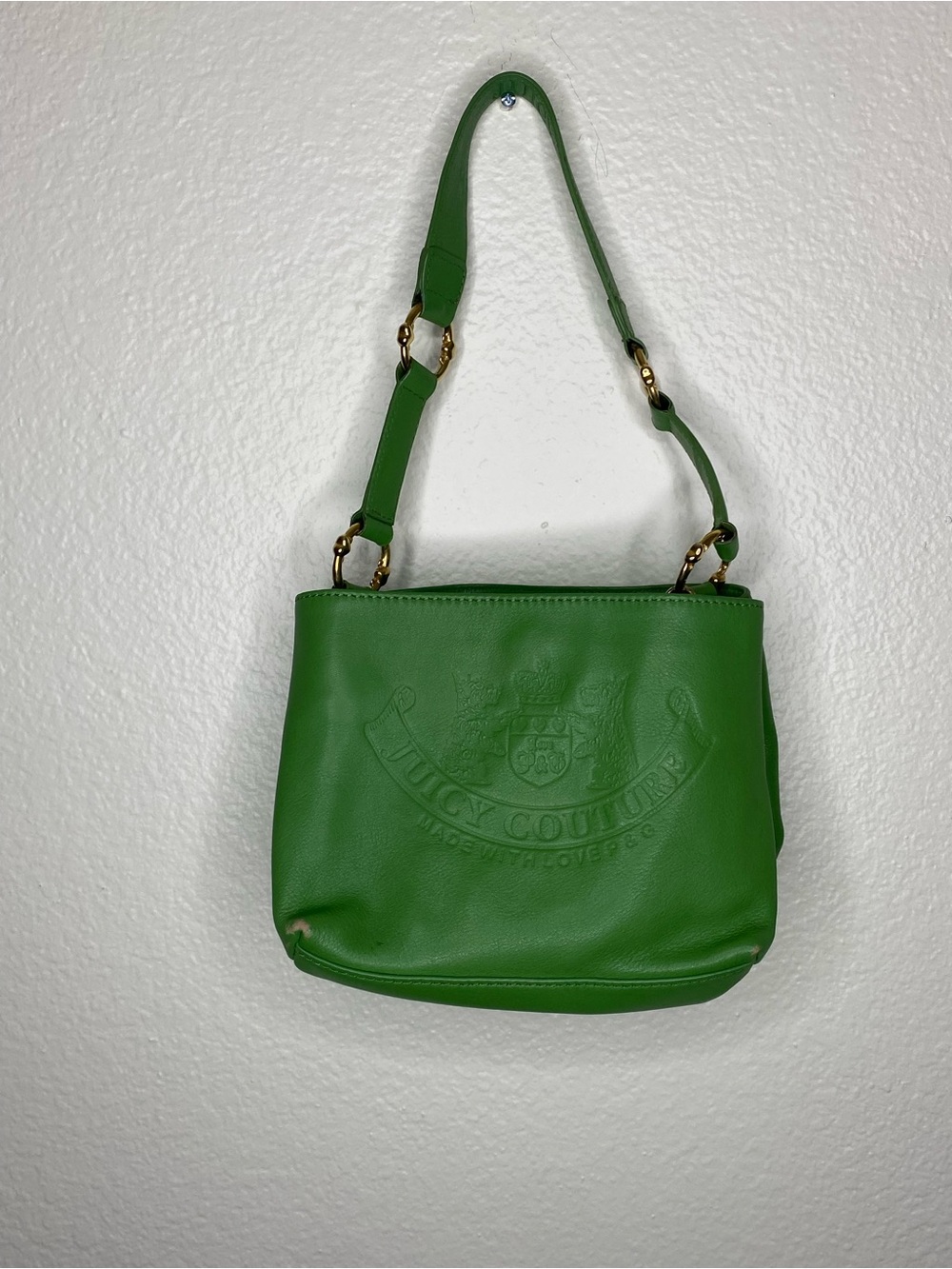 Vintage Y2K  2000s Juicy Couture Green Embossed Leather Mini Handbag Purse
